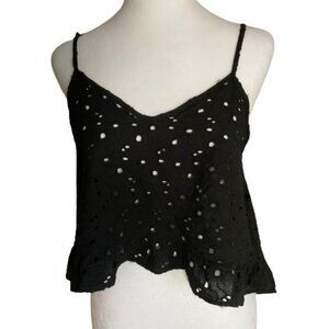 Zara Trafaluc Two Piece Black Eyelet Camisole, Boho, Party, Festival, sz. Medium
